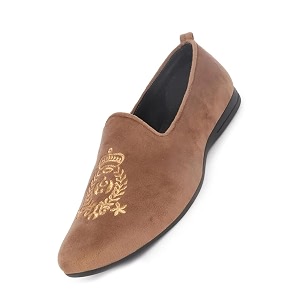 fausto mens embroidered slip-on loafers  royal ethnic party shoes ethnic juttis and mojaris for for wedding cushioned insole