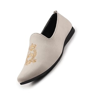 fausto mens embroidered slip-on loafers  royal ethnic party shoes ethnic juttis and mojaris for for wedding cushioned insole