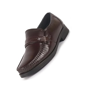FAUSTO Men Leather Formal Pull-On Shoes