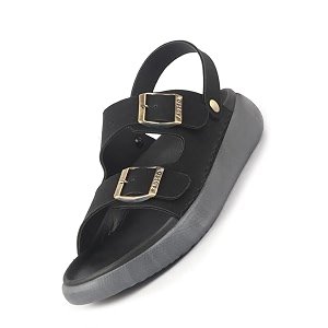 FAUSTO Men Open Toe Double Strap Stitched