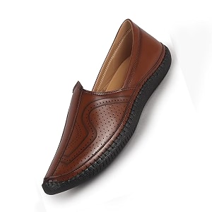 FAUSTO Men Perforated Side Stitched Ethnic Round