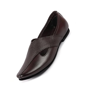 FAUSTO Mens Embossed Ethnic Party Slip On