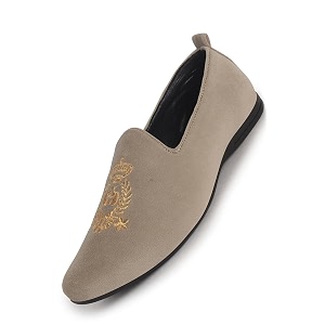 fausto mens embroidered slip-on loafers  royal ethnic party shoes ethnic juttis and mojaris for for wedding cushioned insole
