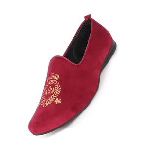 fausto mens embroidered slip-on loafers  royal ethnic party shoes ethnic juttis and mojaris for for wedding cushioned insole