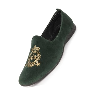 fausto mens embroidered slip-on loafers  royal ethnic party shoes ethnic juttis and mojaris for for wedding cushioned insole