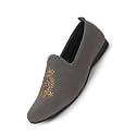 FAUSTO Mens Embroidered Slip-On Loafers | Royal Ethnic Party Shoes |Ethnic Juttis and Mojaris for for Wedding Cushioned Insole