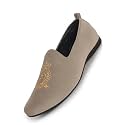 FAUSTO Mens Embroidered Slip-On Loafers | Royal Ethnic Party Shoes |Ethnic Juttis and Mojaris for for Wedding Cushioned Insole