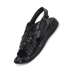 FAUSTO Mens Leather Woven Sandals Adjustable
