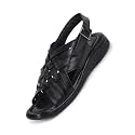 FAUSTO Mens Leather Woven Sandals Adjustable