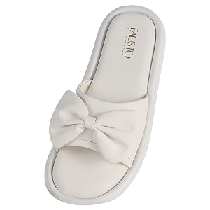 FAUSTO Women Open Toe Bow Design Slip