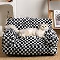 Faux Fur Cat &amp; Dog Sofa Cat Couch Mini Cat Bed Indoor Human Style Pet Sofa, Modern Pet Furniture for Cats, Washable ＆ Removable Cover, for Cats and Small Medium Dogs (Black/White, Medium(24X19 inch))