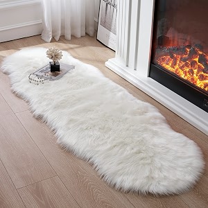 Tangsoo 2x6 White Faux Fur RugSoft Sheepskin