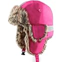 Faux Fur Safety Reflective Plain Plaid Aviator Trapper Hat Snow Ski Trooper Winter Cap