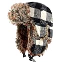 Faux Fur Safety Reflective Plain Plaid Aviator Trapper Hat Snow Ski Trooper Winter Cap