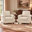 Faux Leather 2 Chair with Rolled ArmsCream