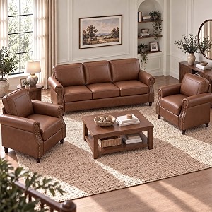 Faux Leather 3 Seater Couch and 2