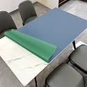 Faux Leather Table Cover,1.8mm Thick,30x48 Inch Desk Cover,Large Desk Mat,Table Protector,Table Cover Protector,Table Top Protectors for Wood,Desk Writing Mat(Grayish Blue+Dark Green,30x48)