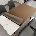 Faux Leather Table Cover,1.8mm Thick,42x96 Inch Table Protector,Table Protector for Dining Room Table,Dining Table Cover,Table Cover Protector.(Mud Color+Champagne Gold,42x96)