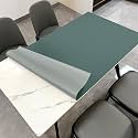 Faux Leather Table Cover,1.8mm Thick,30x48 Inch Desk Cover,Large Desk Mat,Table Protector,Table Cover Protector,Kitchen Table Cover,Dining Table Mat,(Aqua Blue+Gray,30x48)