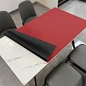 Faux Leather Table Cover,1.8mm Thick,42x60 Inch Table Protector,Table Protector for Dining Room Table,Dining Table Cover,Table Cover Protector,Dining Table Pad(Black+Wine Red,42x60)