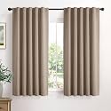 Faux Linen Total Blackout Curtains for Bedroom 45 Inch Long Copper Brown
