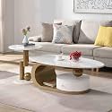 Faux Marble Nesting Coffee Table Set of 2