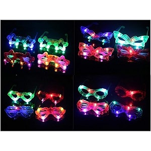 favela led glasses birthday return gifts for kids amp party supply gift item- flashing party light up neon led eye goggles toy best gift for boys amp girls sunglasses pack of 6- multi color
