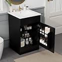 Favfurish 20" Small Bathroom Vanity with Ceramic Sink Combo,Undermount Single Basin Bath Cabinet Set w/Soft-Close Door and Adjustable Shelf,Modern Freestanding Storage for Apartment/Powder Room