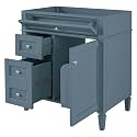 Favfurish 30" Bathroom Vanity Without Sink, Modern Solid Wood Storage Cabinet with 2 Drawers and Tip-Out Drawer, Cabinets Door Organizer &amp; Adjustable Shelf, Soft-Close Doors, Easy to Assemble, Indigo