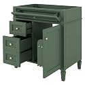 Favfurish 30" Bathroom Vanity Without Top Sink,Modern Freestanding Bath Storage Cabinet with 2 Soft-Close Drawers &amp; Tip-Out Tray,Solid Wood Vanity Only w/Adjustable Shelf &amp; Door Organizer,Green