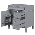 Favfurish 30" Bathroom Vanity Without Top Sink,Modern Freestanding Bath Storage Cabinet with 2 Soft-Close Drawers and Tip-Out Tray &amp; Cabinet Door Organizer,Adjustable Shelf,Easy Assembly,Grey