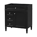 Favfurish 30" Bathroom Vanity Without Top Sink,Modern Freestanding Bath Storage Cabinet with 2 Soft-Close Drawers &amp; Tip-Out Tray,Solid Wood Vanity Only w/Adjustable Shelf &amp; Door Organizer,Black