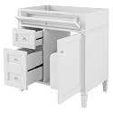 Favfurish 30" Bathroom Vanity Without Top Sink,Modern Freestanding Bath Storage Cabinet with 2 Soft-Close Drawers &amp; Tip-Out Tray,Solid Wood Vanity Only w/Adjustable Shelf &amp; Door Organizer,White