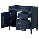Favfurish 36" Bathroom Vanity Without Top Sink,Modern Freestanding Storage Cabinet with 2 Soft-Close Drawers &amp; Tip-Out Tray,Solid Wood Frame Vanity Only w/Adjustable Shelf &amp; Door Organizer,Blue