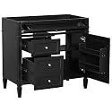 Favfurish 36" Bathroom Vanity Without Sink, Modern Solid Wood Storage Cabinet with 2 Drawers and Tip-Out Drawer, Cabinets Door Organizer &amp; Adjustable Shelf, Soft-Close Doors, Easy to Assemble, Black
