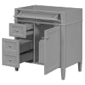 Favfurish 30" Bathroom Vanity Without Top Sink,Modern Freestanding Bath Storage Cabinet with 2 Soft-Close Drawers &amp; Tip-Out Tray,Solid Wood Vanity Only w/Adjustable Shelf &amp; Door Organizer,Grey