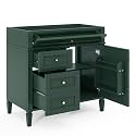 Favfurish 36" Bathroom Vanity Without Sink, Modern Solid Wood Storage Cabinet with 2 Drawers and Tip-Out Drawer, Cabinets Door Organizer &amp; Adjustable Shelf, Soft-Close Doors, Easy to Assemble, Green
