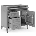 Favfurish 36" Bathroom Vanity Without Sink, Modern Solid Wood Storage Cabinet with 2 Drawers and Tip-Out Drawer, Cabinets Door Organizer &amp; Adjustable Shelf, Soft-Close Doors, Easy to Assemble, Grey