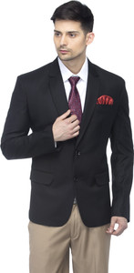 favoroski men solid single breasted party blazer black