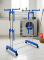 FAVOUR Plastic, Steel Floor Cloth Dryer Stand Innovattive Design Double Pole 2Tier Easy to Move Cloth Stand
