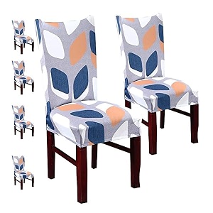 favria elastic chair cover stretch removable washable short dining chair cover protector seat slipcover - black white prism-set of 6 chair coverspolyester