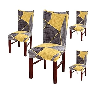favria elastic chair cover stretch removable washable short dining chair cover protector seat slipcover - brown brown diamond-set of 4 chair covers