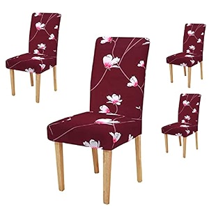 favria elastic chair cover stretch removable washable short dining chair cover protector seat slipcover - brown brown diamond-set of 4 chair covers