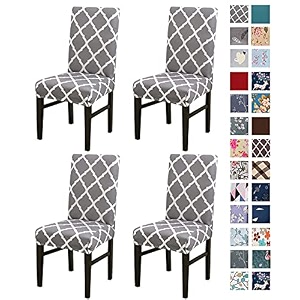favria dining chair cover set of 4  elastic stretchable washable chair covers for dining table removable slipcover for 4 seater dining table chairs grey