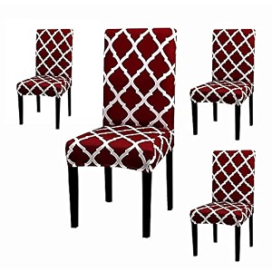 favria elastic chair cover stretch removable washable short dining chair cover protector seat slipcover - brown brown diamond-set of 4 chair covers