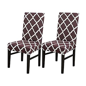 favria elastic chair cover stretch removable washable short dining chair cover protector seat slipcover 2 chair covers brown diamond polyester