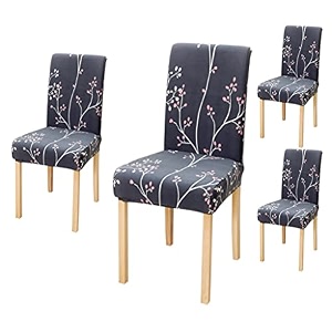 favria elastic chair cover stretch removable washable short dining chair cover protector seat slipcover - brown brown diamond-set of 4 chair covers
