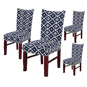 favria elastic chair cover stretch removable washable short dining chair cover protector seat slipcover - brown brown diamond-set of 4 chair covers
