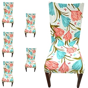 favria elastic chair cover stretch removable washable short dining chair cover protector seat slipcover - thai yellow-set of 6 chair coverspolyester