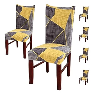 favria elastic chair cover stretch removable washable short dining chair cover protector seat slipcover - black white prism-set of 6 chair coverspolyester